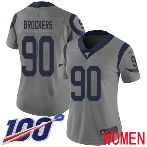 Los Angeles Rams Limited Gray Women Michael Brockers Jersey NFL Football #90 100th Season Inverted Legend->los angeles rams->NFL Jersey